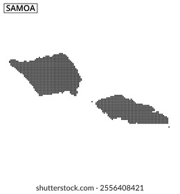 This visual displays a dotted map of Samoa, emphasizing its key islands and geographical features in a minimalist design.