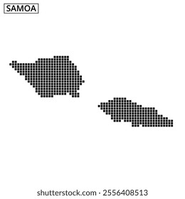 This visual displays a dotted map of Samoa, emphasizing its key islands and geographical features in a minimalist design.