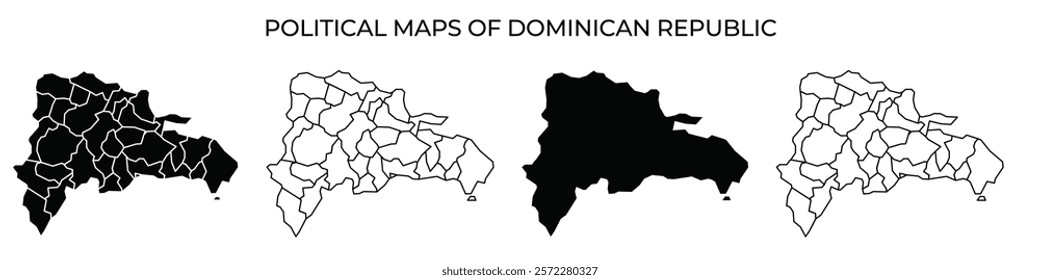 This visual displays multiple political maps of the Dominican Republic showing different regions. The maps vary in color and presentation, highlighting territorial divisions clearly.