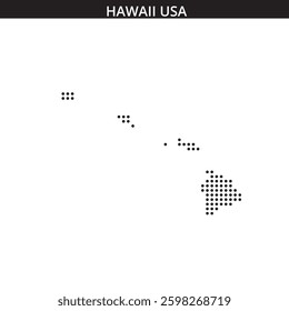 This visual displays an outline map of Hawaii featuring a dotted pattern which represents the islands' geographical layout.