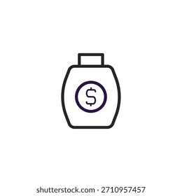 Este icono visual de un contenedor de belleza entrelazado con un símbolo de dólar está diseñado para comunicar ideas de valor, cosméticos y consideración monetaria. Su estilo de diseño refinado le da al icono un
