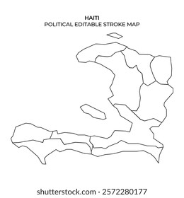 This visual representation displays the political boundaries of Haiti, illustrating different regions and divisions within the country. Ideal for educational or reference purposes.