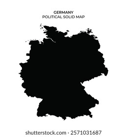 This visual representation features a solid black outline of Germany, highlighting its political shape and geographical boundaries against a white background. Perfect for educational uses.