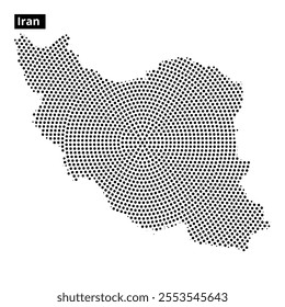 This visualization features Iran outlined with dotted patterns and contour lines, showcasing the country's shape and geography effectively.