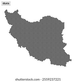 This visualization features Iran outlined with dotted patterns and contour lines, showcasing the country's shape and geography effectively.