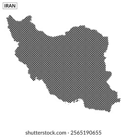 This visualization features Iran outlined with dotted patterns and contour lines, showcasing the country's shape and geography effectively.