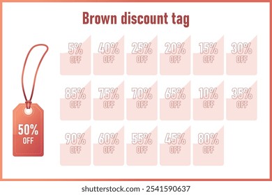 This is a visually appealing brown discount tag that prominently displays a 50 off label intended for promotional use