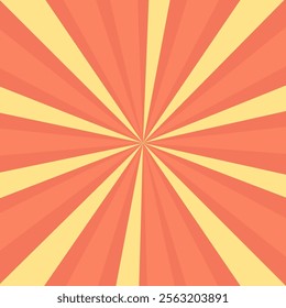 This visually striking illustration features a radial burst pattern with alternating orange and yellow rays emanating from a central point.