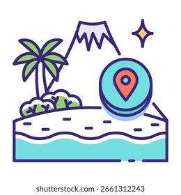 This Volcanic island icon is suitable for Beautiful Tropical Country, etc.
