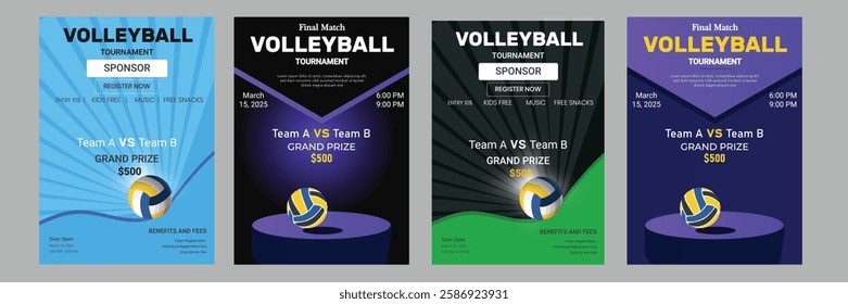 This Volleyball Tournament Flyer is a high-quality, editable template perfect for promoting your upcoming volleyball match or championship. Featuring a modern and eye-catching design, 