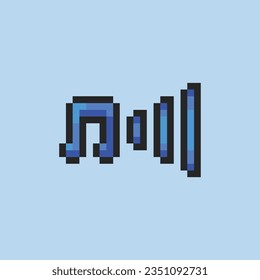este es un icono de volumen en el arte de píxeles con color azul y fondo azul este elemento es bueno para presentaciones, pegatinas, iconos, diseño de camisetas, activo de juego, logotipo y su proyecto.