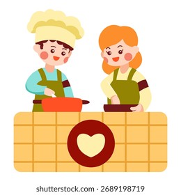 Este voluntario en la ilustración de la cocina es adecuado para caridad y humanitario.