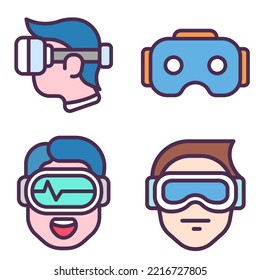 This is a VR Line Fill Icon Vector, with Four shape options, Can be used for Web, App or Print