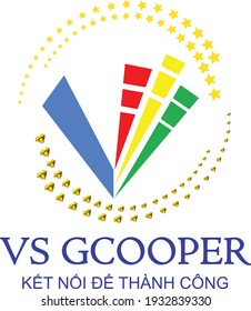 This is a v-shaped logo pointing upwards, combined with the meaning of color, the stars above represent the goals, brilliant people shine, and below are sparkling diamonds.