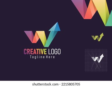 This "W" letter logo features a colorful concept that has a high value and looks modern