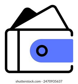 Este icono de billetera es adecuado para consultoría financiera, contabilidad, economía, etc.