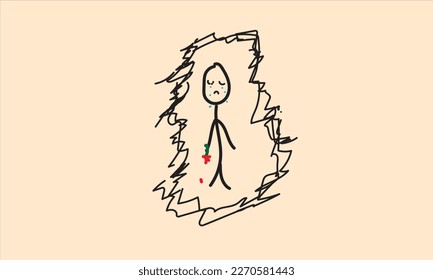 This wallpaper illustrates a person who is sad because his love is rejected