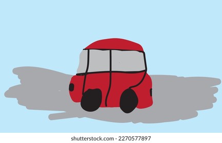 This wallpaper illustrates a red car running on asphalt