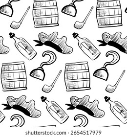 This wallpaper showcases an engaging design featuring cleaning tools like plunger and bottles alongside whimsical barrels. Perfect for kitchens or utility areas, it adds a lighthearted touch.