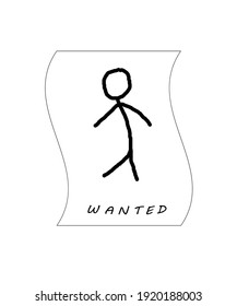 this is wanted paper stickman illustration