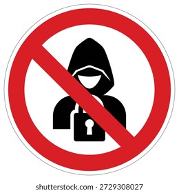 This warning sign strictly prohibits unauthorized access or actions by anonymous individuals. Suitable for cybersecurity and secure zone signage.