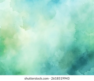 This watercolor background showcases an elegant blend of green and blue, creating an abstract effect. It is perfect for artistic design projects, invitations, or digital applications