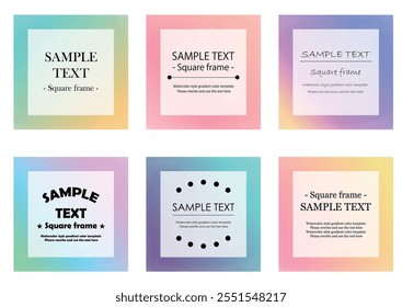 This is a watercolor gradient style banner set, square type.