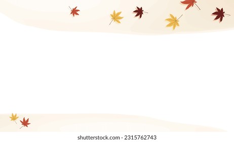 This is a watercolor style background illustration frame of fallen leaves with autumn leaves motif.