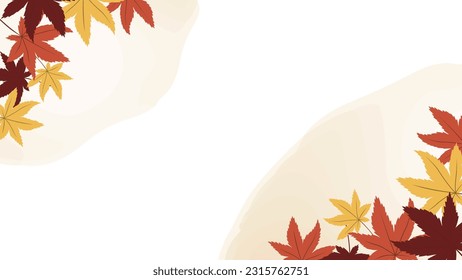 This is a watercolor style background illustration frame of fallen leaves with autumn leaves motif.