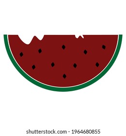 This watermelon fruit icon is made to resemble the original with the top of the watermelon already bitten. This image is suitable for ornamental designs related to children's books, fruit shops, and b