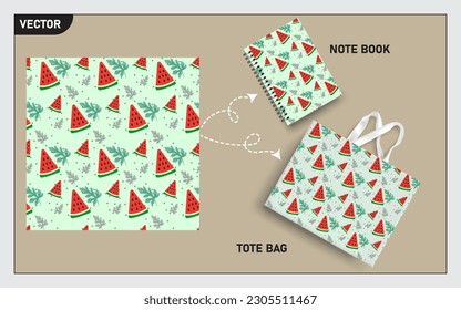 This watermelon fruit seamless pattern can usage for your mock up note book, tote bag,  wallpaper, texture, packaging product, etc.