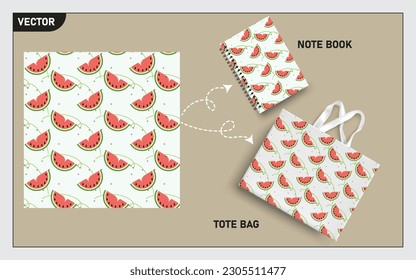 This watermelon fruit seamless pattern can usage for your mock up note book, tote bag,  wallpaper, texture, packaging product, etc.