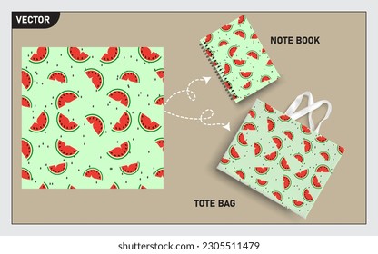 This watermelon fruit seamless pattern can usage for your mock up note book, tote bag,  wallpaper, texture, packaging product, etc.