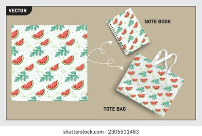 This watermelon fruit seamless pattern can usage for your mock up note book, tote bag,  wallpaper, texture, packaging product, etc.