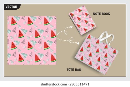 This watermelon fruit seamless pattern can usage for your mock up note book, tote bag,  wallpaper, texture, packaging product, etc.