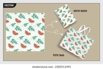 This watermelon fruit seamless pattern can usage for your mock up note book, tote bag,  wallpaper, texture, packaging product, etc.