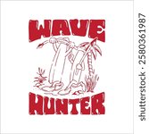 This wave hunter is a surfboard design that is carrying an ancient spear.