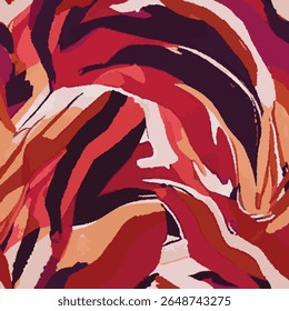 This wavy pattern, where red, orange and pink tones meet black, evokes a composition where colors follow each other like a piece of music