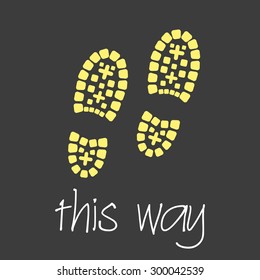 this way with footprint symbols theme simple banner eps10