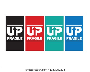 This Way Up Fragile Sticker Design, Vector EPS 10