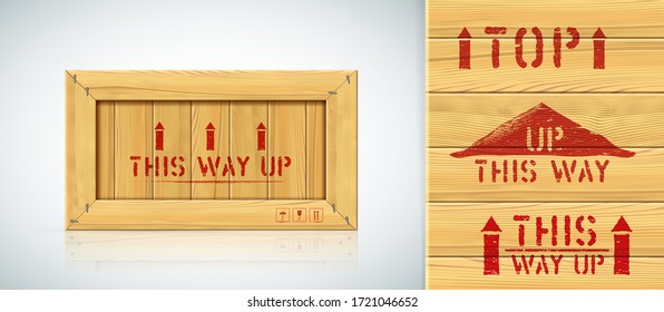 This way up red grunge vector stamp icons for transportation