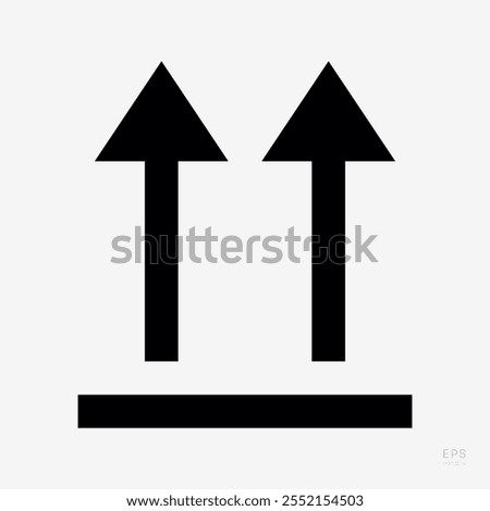 This Way Up. Correct Orientation Indicator. Packaging Symbol. Sign and Label Indicating Packages That Must Be Kept Upright to Protect Contents. Upward Arrows - Vector Symbol