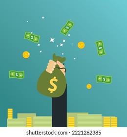 esto es 
concepto rico fondo dinero iconos de la mano de moneda 