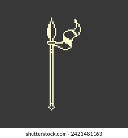 this is weapon icon in pixel art with simple color and black background ,this item good for presentations,stickers, icons, t shirt design,game asset,logo and project.