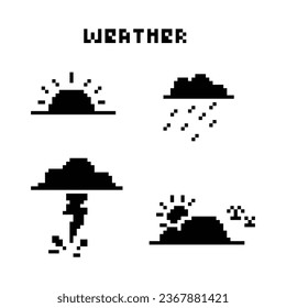 this is weather icon 1 bit style in pixel art with black color and white background ,this item good for presentations,stickers, icons, t shirt design,game asset,logo and your project.