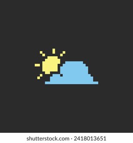 this weather icon in pixel art with simple color and black background ,this item good for presentations, stickers, icons, t shirt design,game asset,logo and your project.