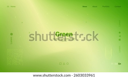 This webpage features a vibrant green background with simplistic design elements, emphasizing clarity and usability. It highlights sections for news, portfolio, and contact information.