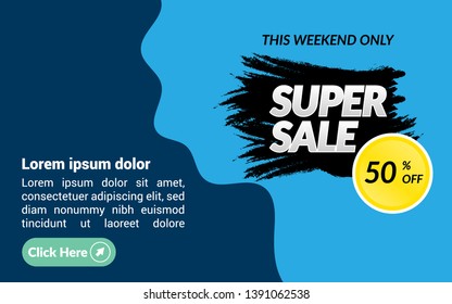 this weekend only banner. Super sale 50% off