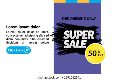 this weekend only banner. Super sale 50% off