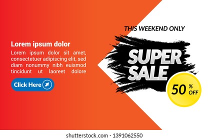 this weekend only banner. Super sale 50% off
